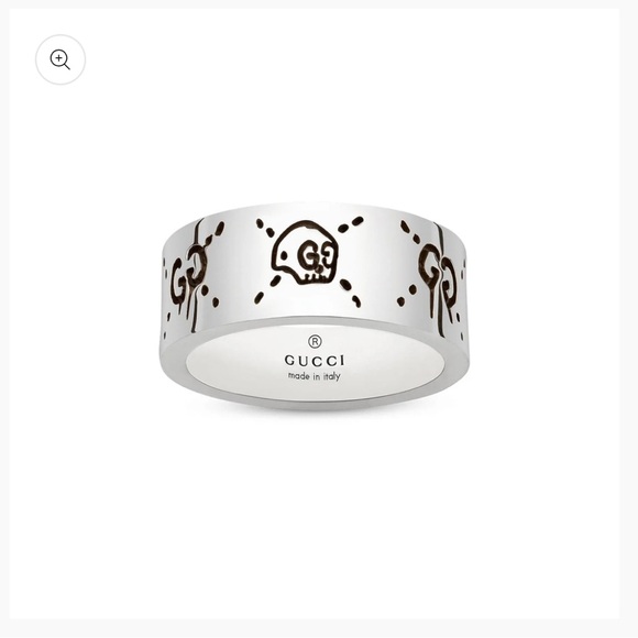 Gucci Ghost Ring Wide Sterling Silver Size 16 - Picture 1 of 15